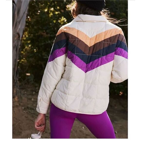Free People Movement x Hatch Pippa Chevron Printed Puffer Jacket NWT XS - Picture 3 of 7